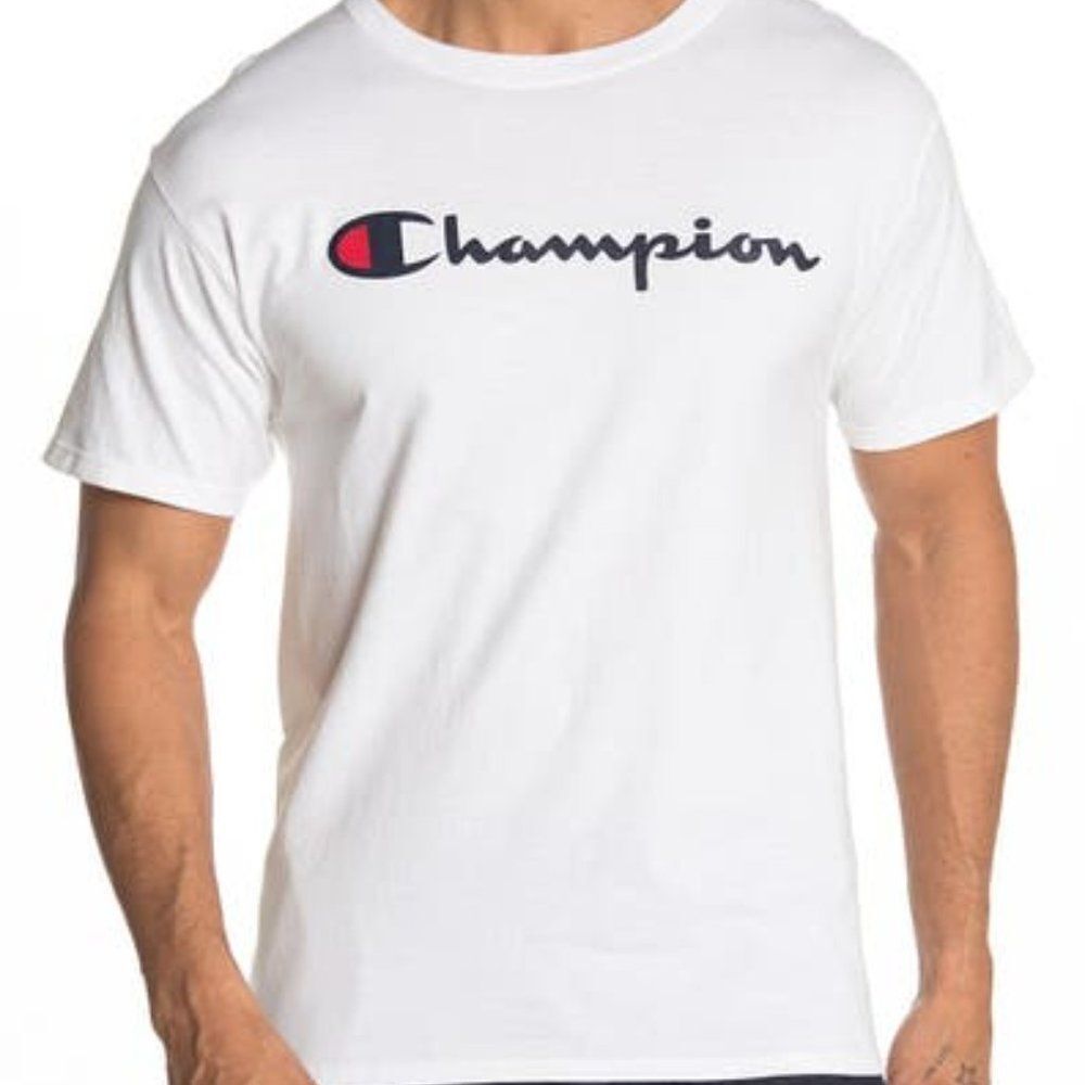 Champion Logo Print Crew Neck T-Shirt Size L - Picture 2 of 8